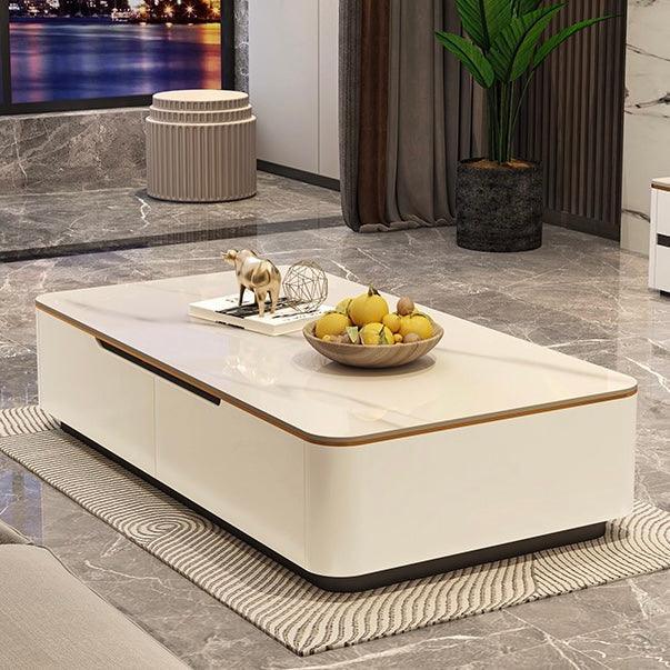 home-atelier-f31a Sintered Stone Table Top / Length 120cm / White Top + White Base Greco Coffee Table