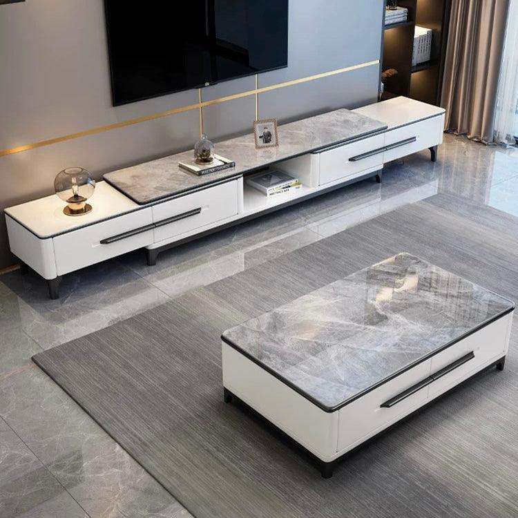 home-atelier-f31a Sintered Stone Table Top / Length 130cm / Gloss Grey Top + White Base Osria Coffee Table