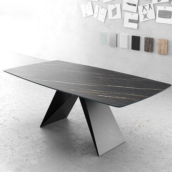 home-atelier-f31a Sintered Stone Top / Length 140cm ( Extendable to 170-200cm) / Matt Black/ A102 Malcom Extendable Dining Table