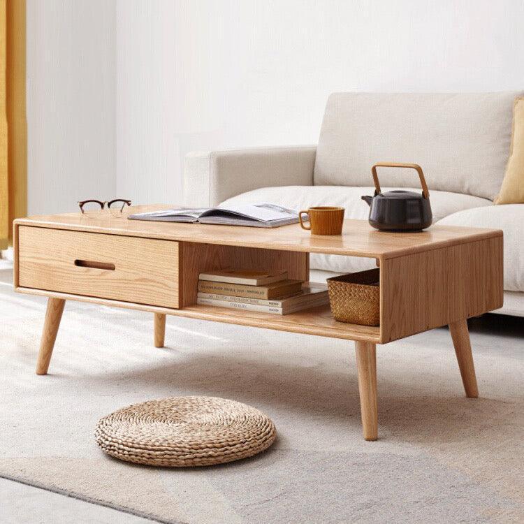 home-atelier-f31a Solid Oak Wood / Length 100cm / Light Wood Aden Wooden Coffee Table