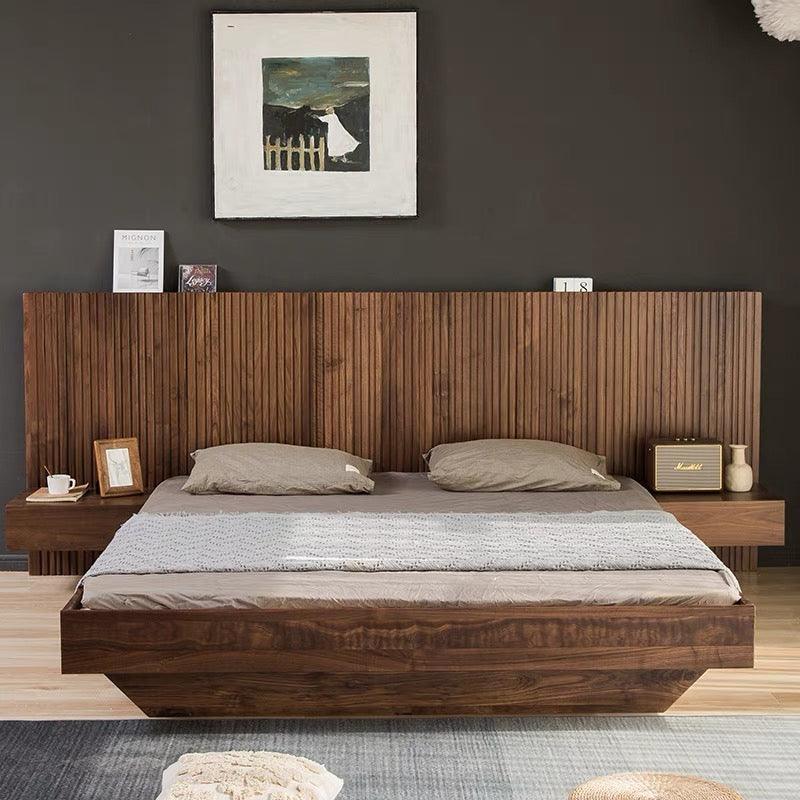 home-atelier-f31a Walnut Wood / King Size ( Fits L180 x W200cm Mattress) Odell Bed Frame with Bedside Tables