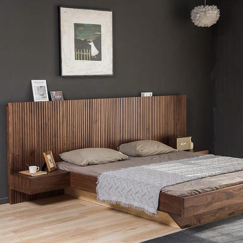 home-atelier-f31a Walnut Wood / Queen Size ( Fits L150 x W200cm Mattress) Odell Bed Frame with Bedside Tables