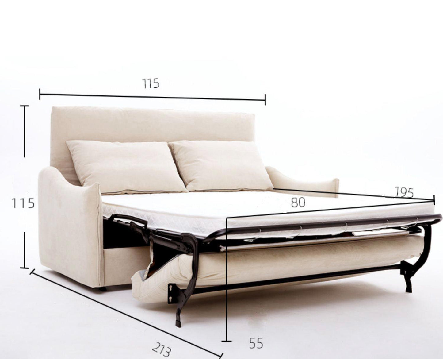 home-atelier-f31a Water Repellent and Scratch Resistant Fabric / Single Size/ Length 115cm / Navy Blue Acacia Foldable Sofa Bed with Mattress