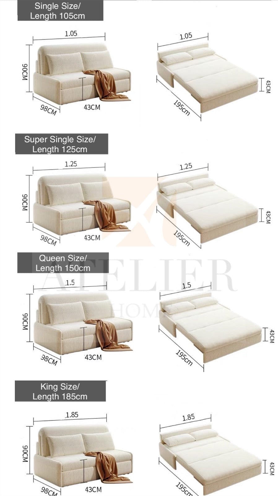 Home Atelier Fabian Electric Sofa Bed