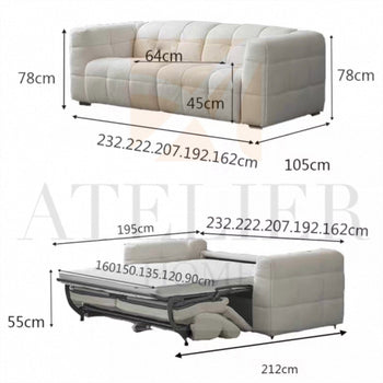 Home Atelier Felix Performance Boucle Foldable Sofa Bed with Mattress