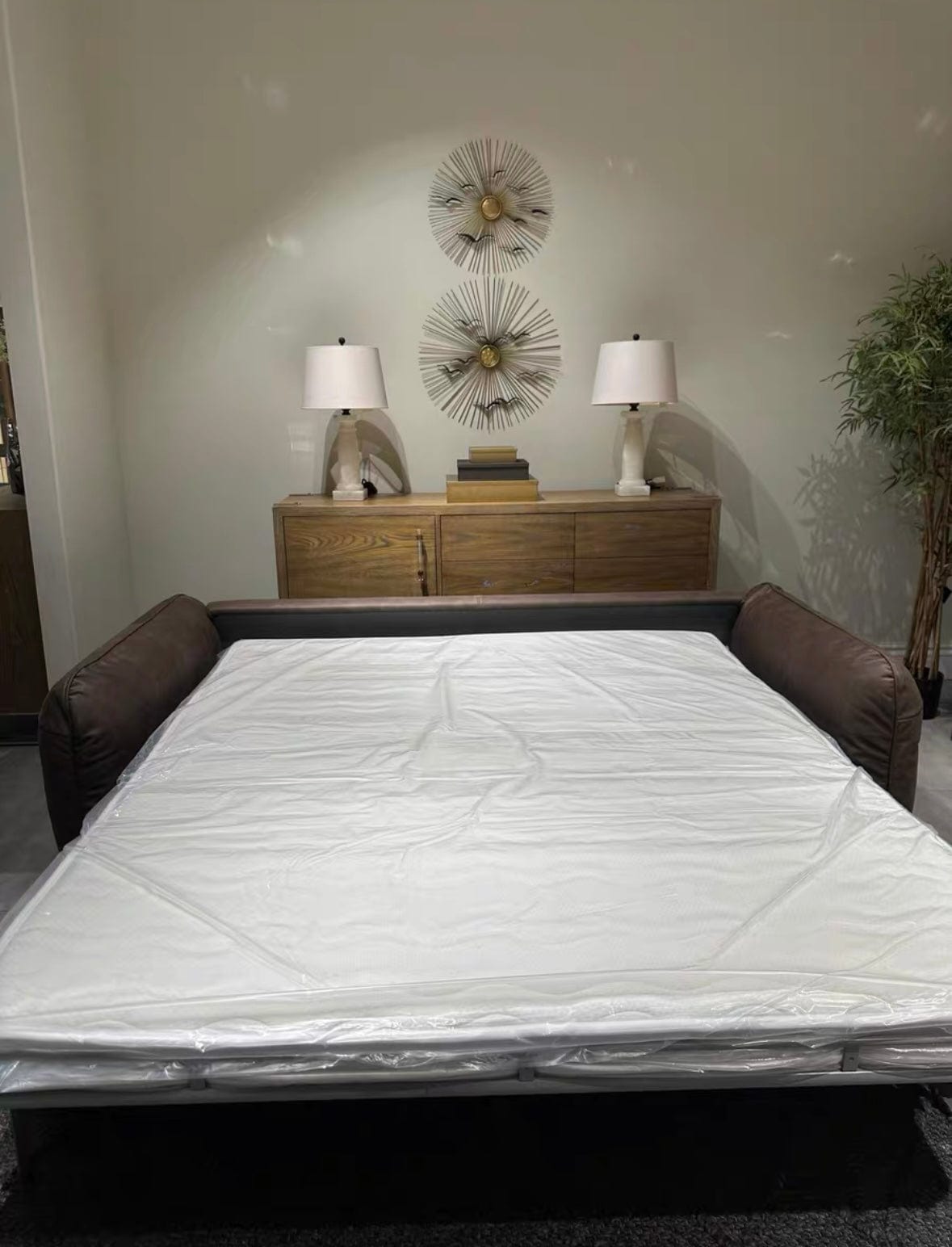 Home Atelier George Foldable Leather Sofa Bed with Mattress