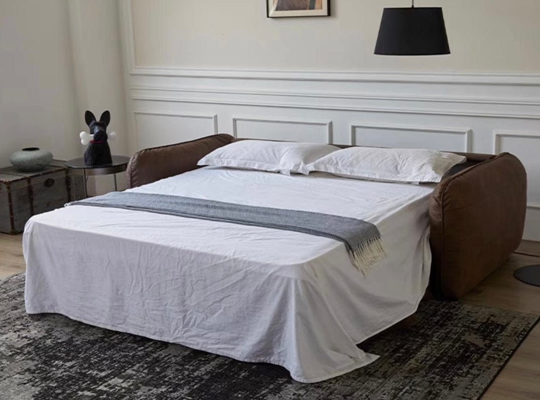 Home Atelier George Foldable Leather Sofa Bed with Mattress