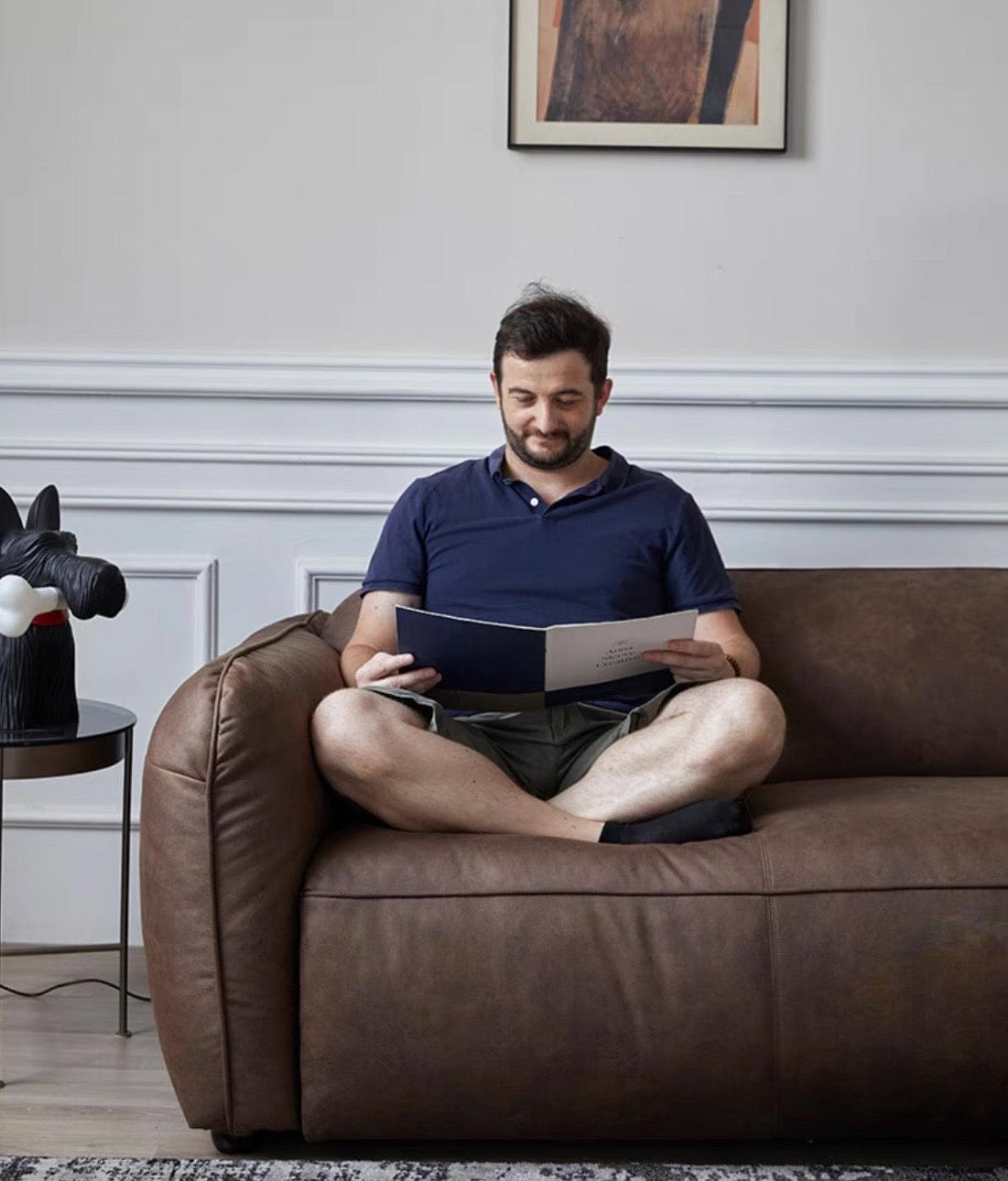 Home Atelier George Foldable Leather Sofa Bed with Mattress