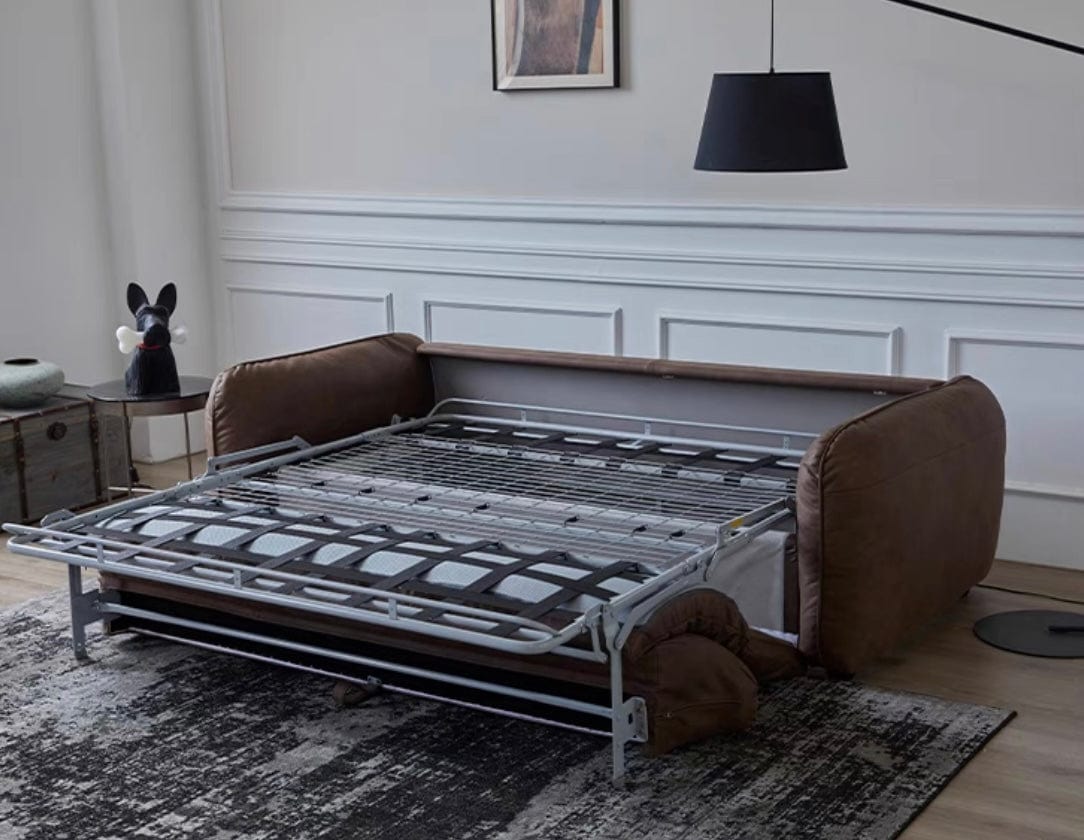 Home Atelier George Foldable Leather Sofa Bed with Mattress