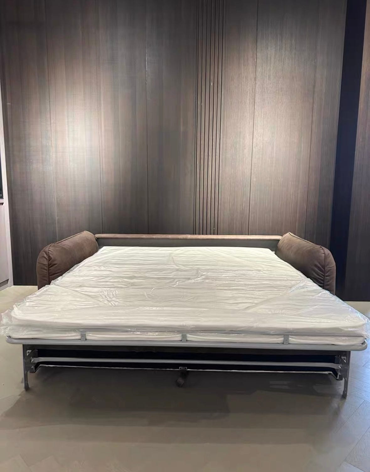 Home Atelier George Foldable Leather Sofa Bed with Mattress