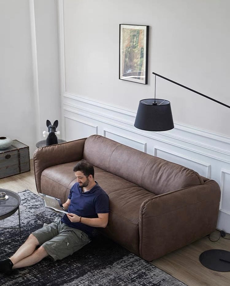 Home Atelier George Foldable Leather Sofa Bed with Mattress