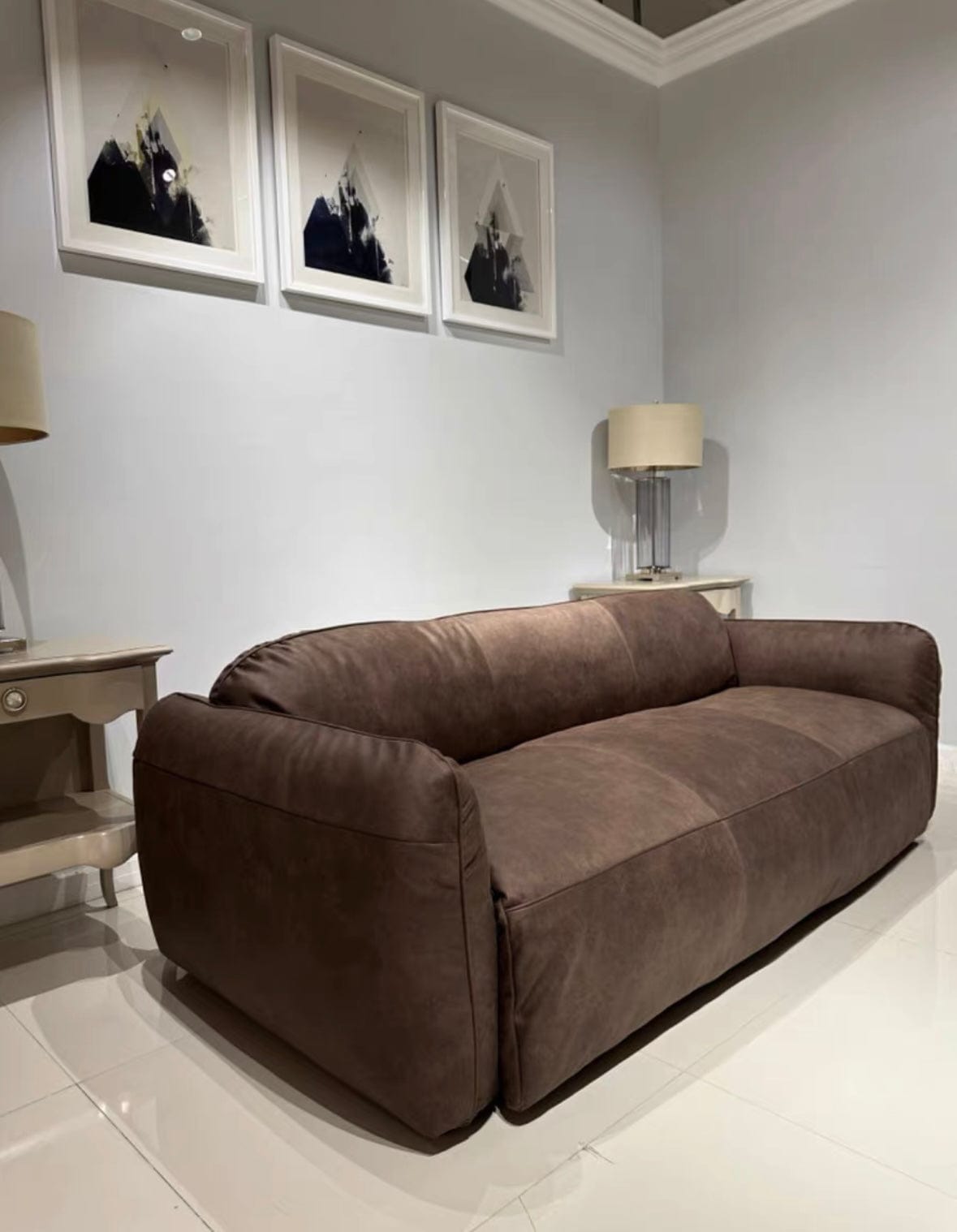 Home Atelier George Foldable Leather Sofa Bed with Mattress