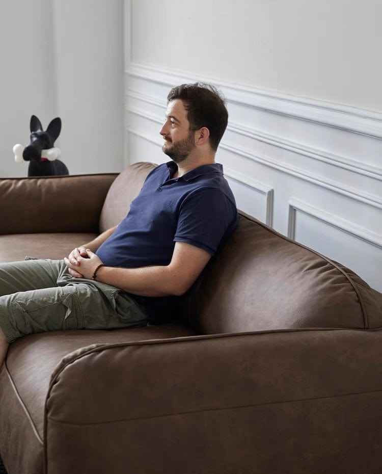 Home Atelier George Foldable Leather Sofa Bed with Mattress