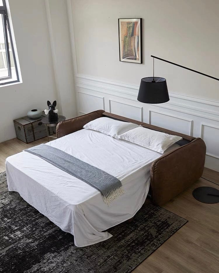 Home Atelier George Foldable Leather Sofa Bed with Mattress
