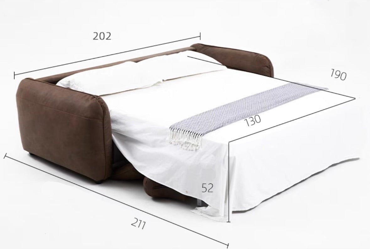 Home Atelier George Foldable Leather Sofa Bed with Mattress