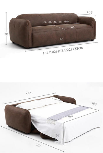 Home Atelier George Foldable Leather Sofa Bed with Mattress