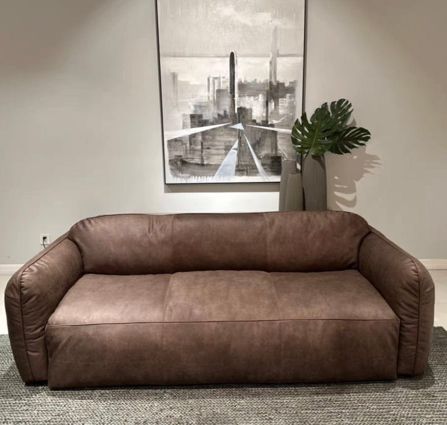 Home Atelier George Foldable Leather Sofa Bed with Mattress