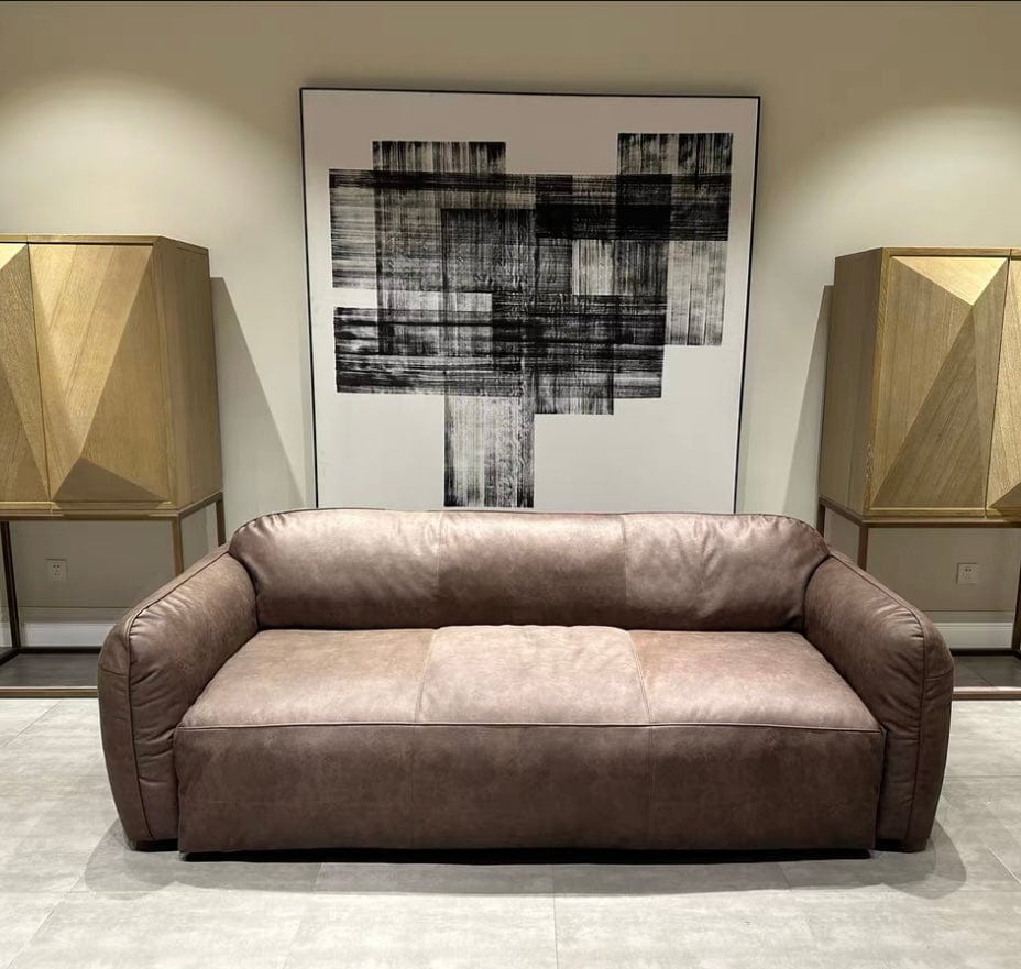 Home Atelier George Foldable Leather Sofa Bed with Mattress