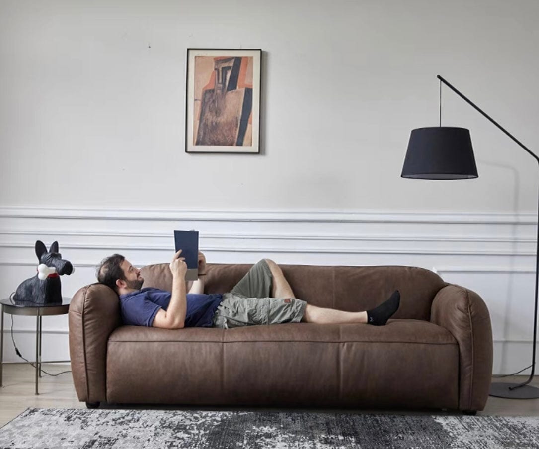 Home Atelier George Foldable Leather Sofa Bed with Mattress