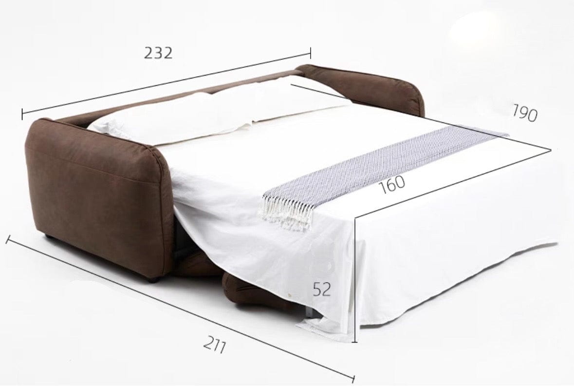 Home Atelier George Foldable Leather Sofa Bed with Mattress