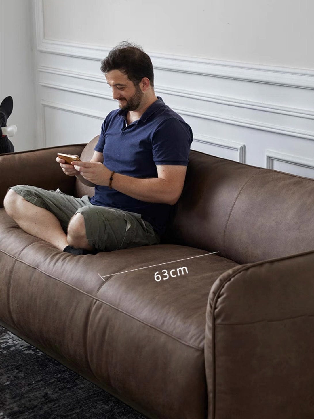 Home Atelier George Foldable Leather Sofa Bed with Mattress