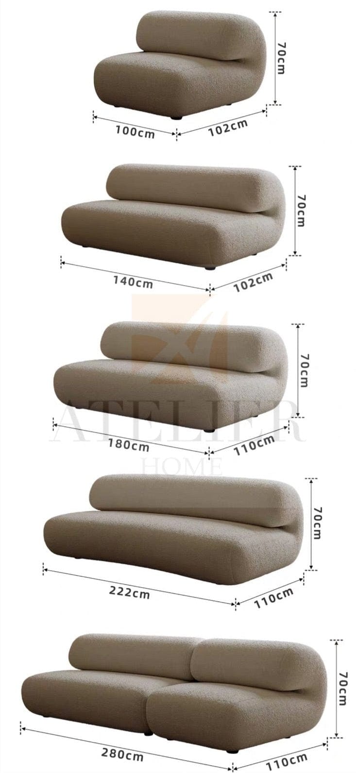 Home Atelier Helios Performance Boucle Curve Sofa
