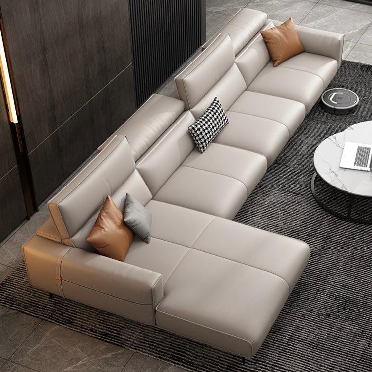 Home Atelier Italian Genuine Cowhide Leather / 1 seater/ Length 110cm / Light Khaki Alexus Leather Sectional Sofa