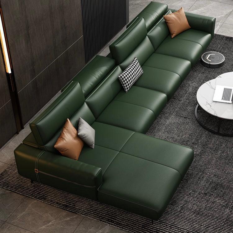 Home Atelier Italian Genuine Cowhide Leather / 1 seater/ Length 110cm / Moss Green Alexus Leather Sectional Sofa