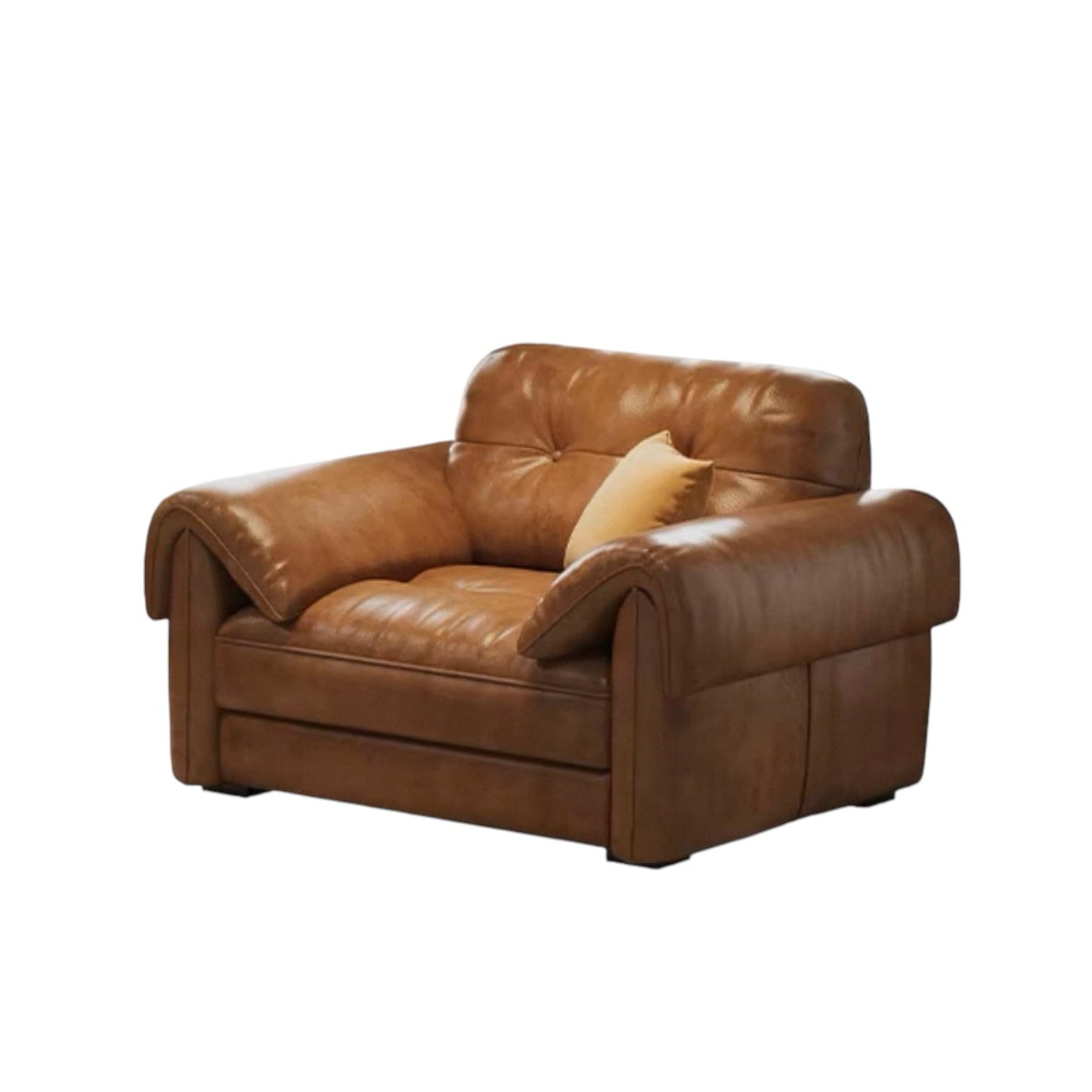 Home Atelier Italian Genuine Cowhide Leather / 1 seater/ Length 125cm/ Non L-shape Melvin Sectional Leather Sofa