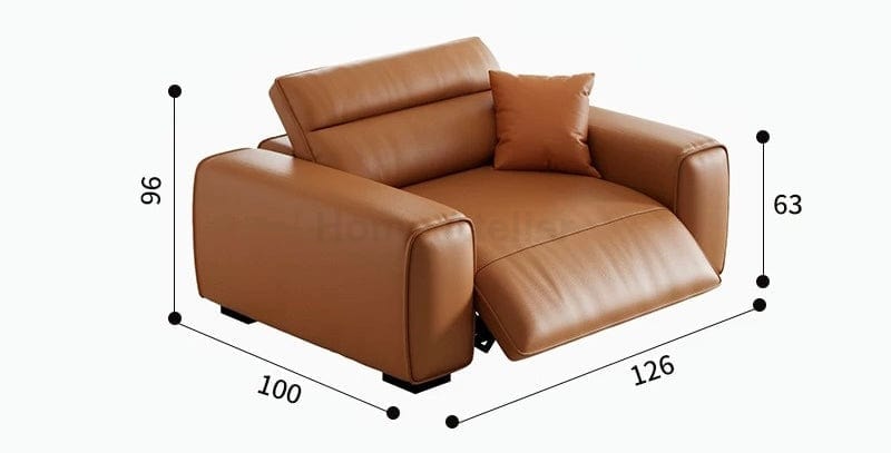 Home Atelier Italian Genuine Cowhide Leather / 1 seater/ Length 126cm ( 1 Electric Recliner) Darren Electric Recliner Leather Sofa