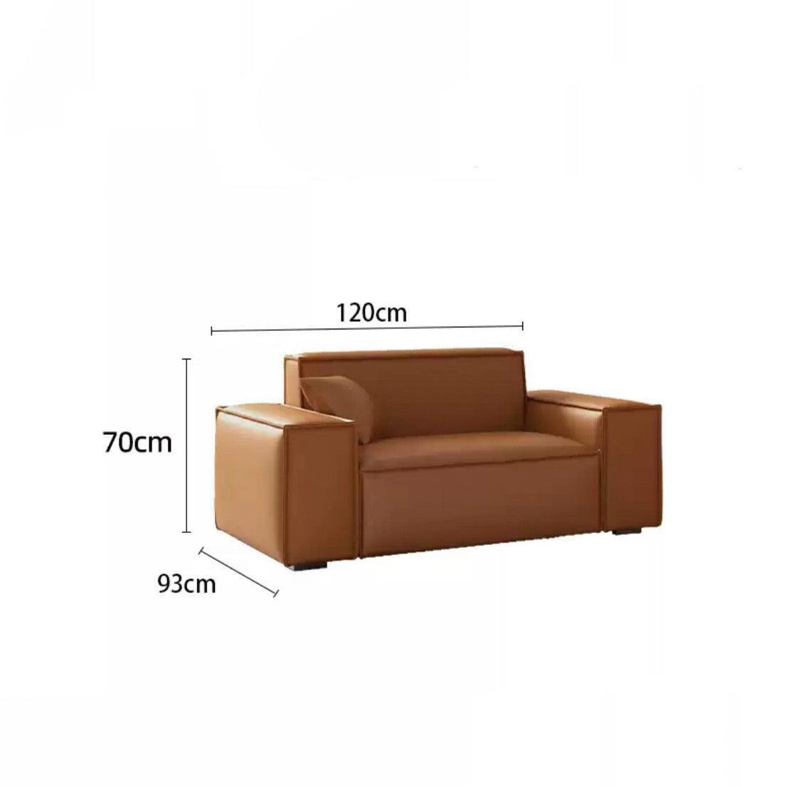 Home Atelier Italian Genuine Cowhide Leather / 1 seater / Tanned Brown Aureus Leather Sofa