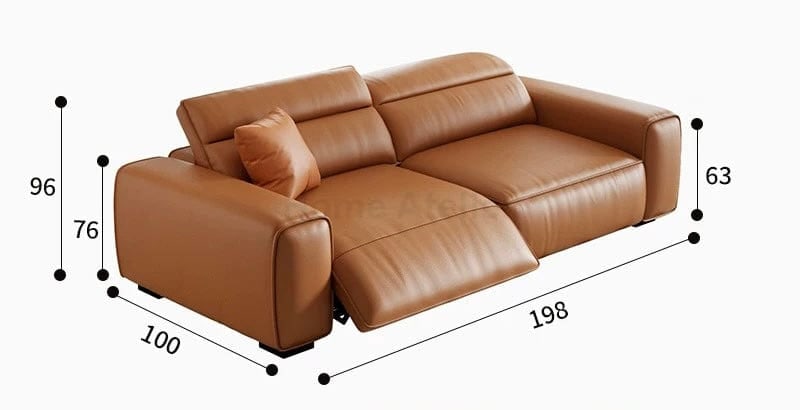 Home Atelier Italian Genuine Cowhide Leather / 2 seater/ Length 198cm ( 1 Electric Recliner) Darren Electric Recliner Leather Sofa
