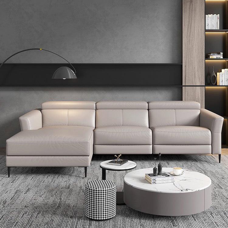 Home Atelier Italian Genuine Cowhide Leather / 3 seater L-shape (+ 1 Electric Recliner) / Hermes Orange Ellie Sectional L-shape Electric Recliner Leather Sofa