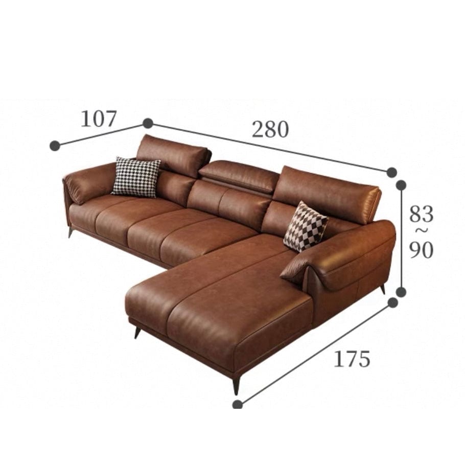 Home Atelier Italian Genuine Cowhide Leather / 3 seater L-shape/ Length 280cm Bernard Genuine Leather Sectional Sofa