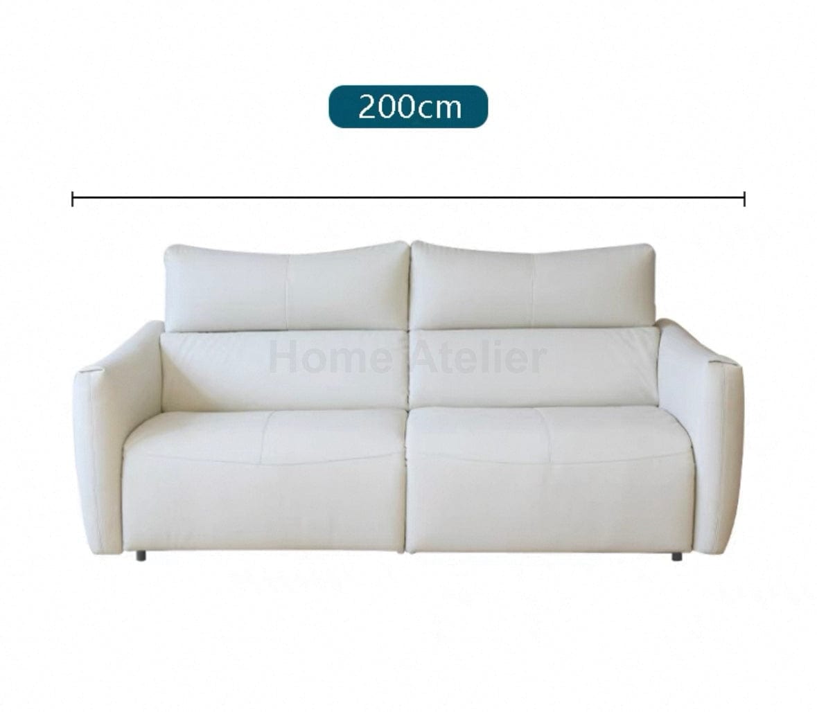 Home Atelier Italian Genuine Cowhide Leather / Queen Size/ Length 200cm / Light Cream Thomas Leather Foldable Sofa Bed with Mattress