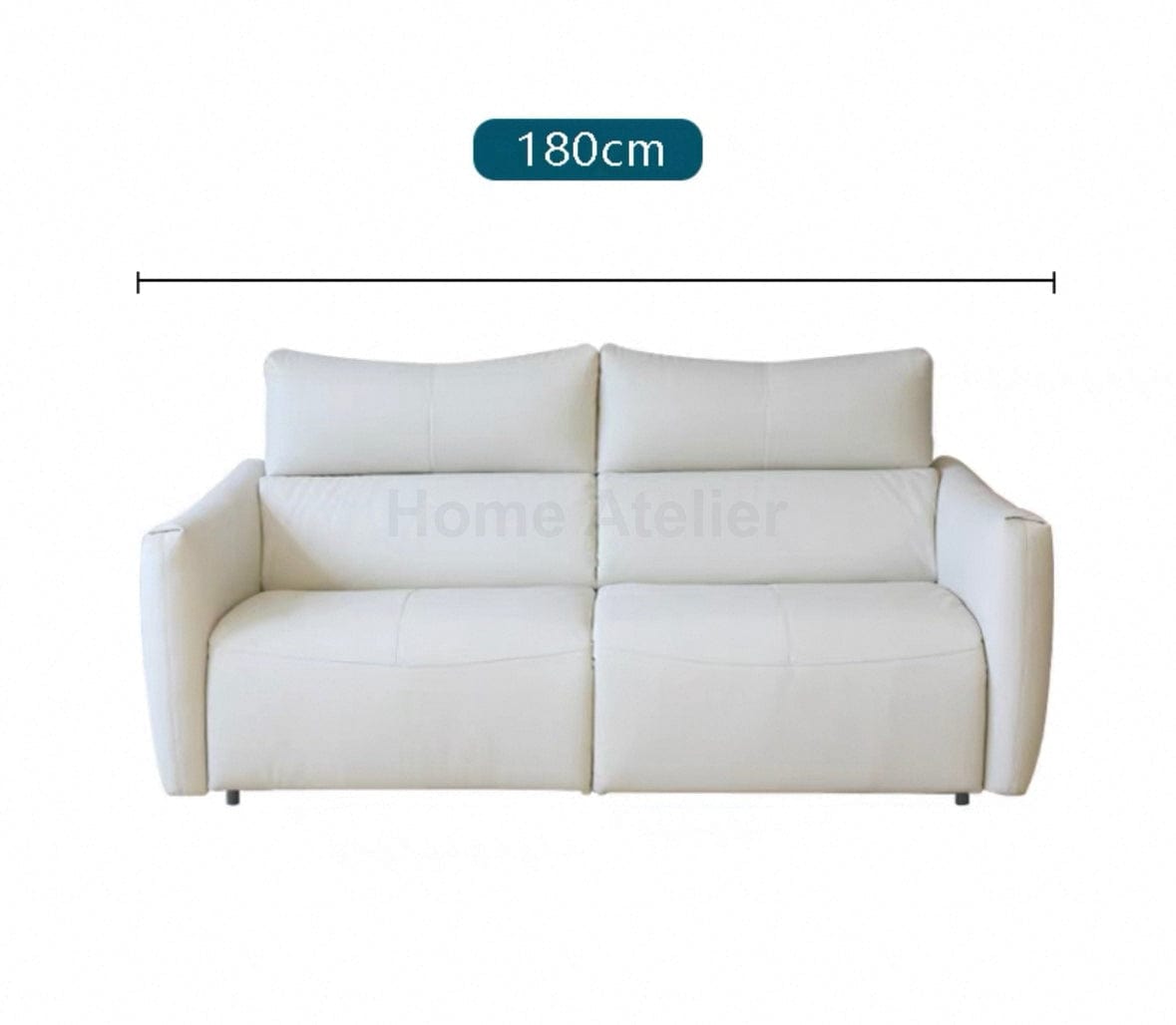 Home Atelier Italian Genuine Cowhide Leather / Super Single Size/ Length 180cm / Light Cream Thomas Leather Foldable Sofa Bed with Mattress