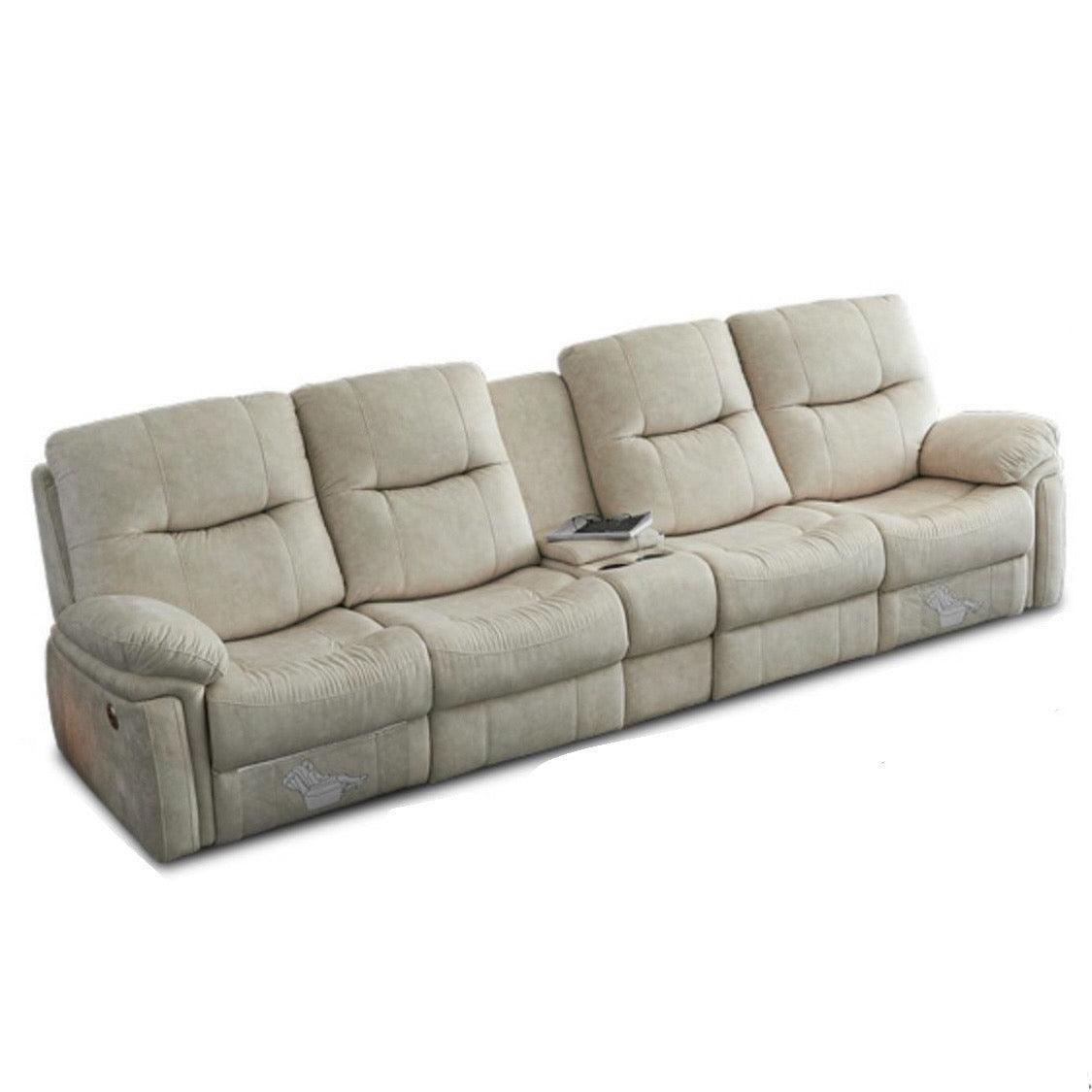 Home Atelier Italian Velvet Fabric / 4 seater with partition console ( 2 side electric recliner) / Cream Ansel Velvet Electric Recliner Sofa