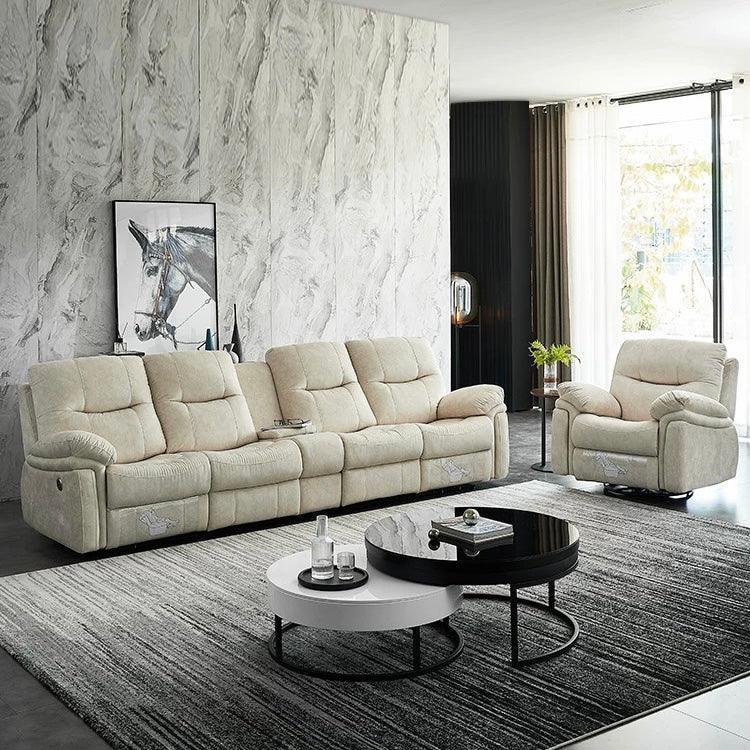 Home Atelier Italian Velvet Fabric / 4 seater with partition console ( 2 side electric recliner) / Grey Ansel Velvet Electric Recliner Sofa
