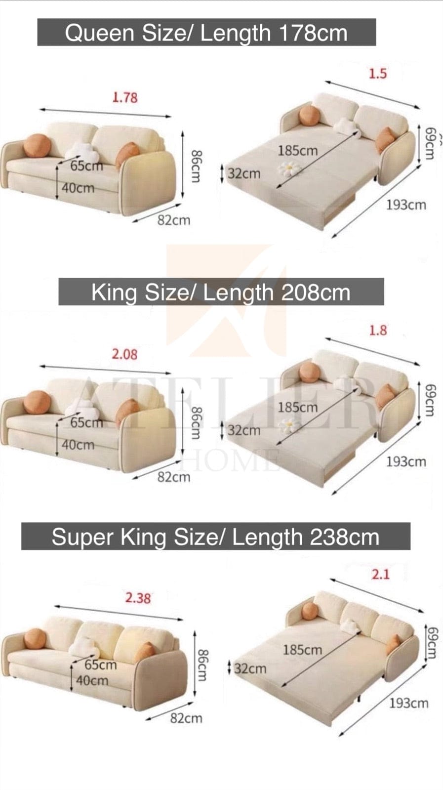 Home Atelier Jamier Scratch Resistant Storage Sofa Bed