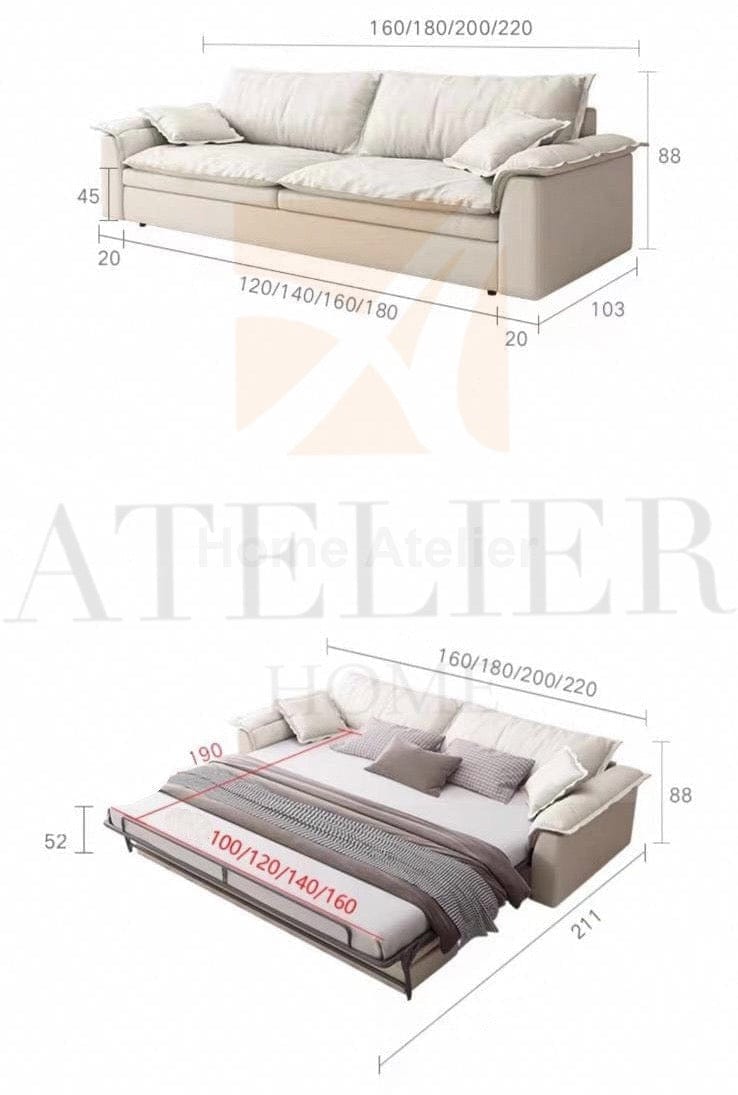 Home Atelier Jaron Scratch Resistant Foldable Sofa Bed with Mattress