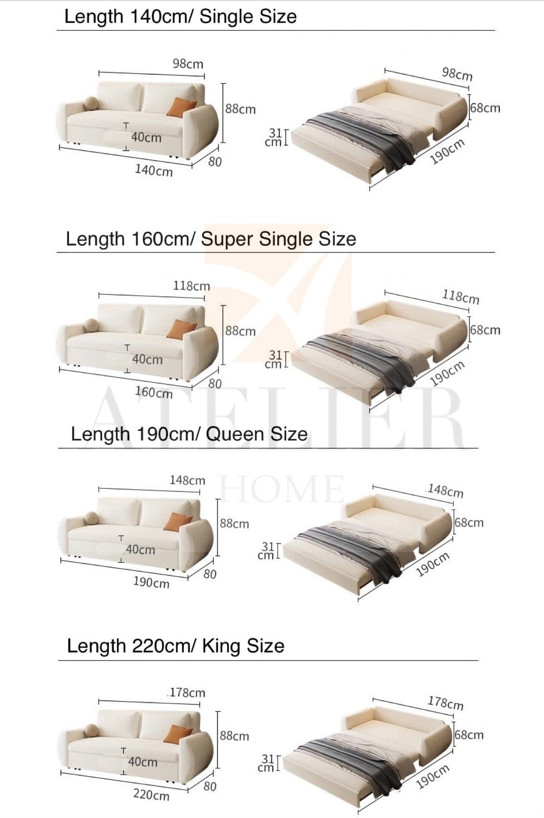 Home Atelier Jenn Boucle Sofa Bed