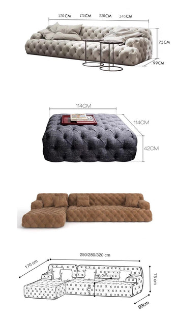 Home Atelier Jill Scratch Resistant Tufted Chesterfield Sofa
