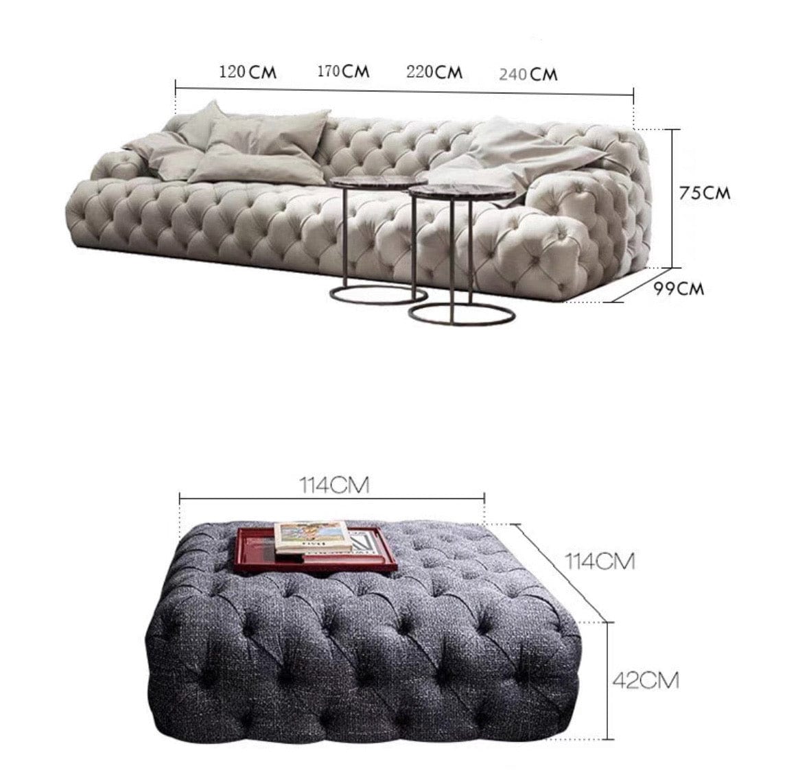 Home Atelier Jill Scratch Resistant Tufted Chesterfield Sofa