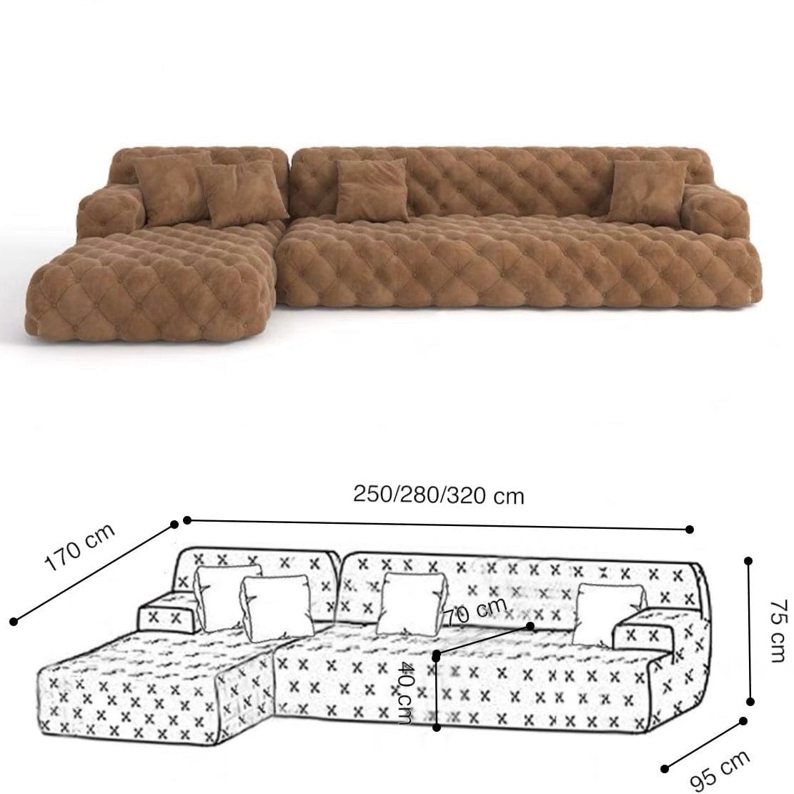 Home Atelier Jill Tufted Chesterfield Sofa