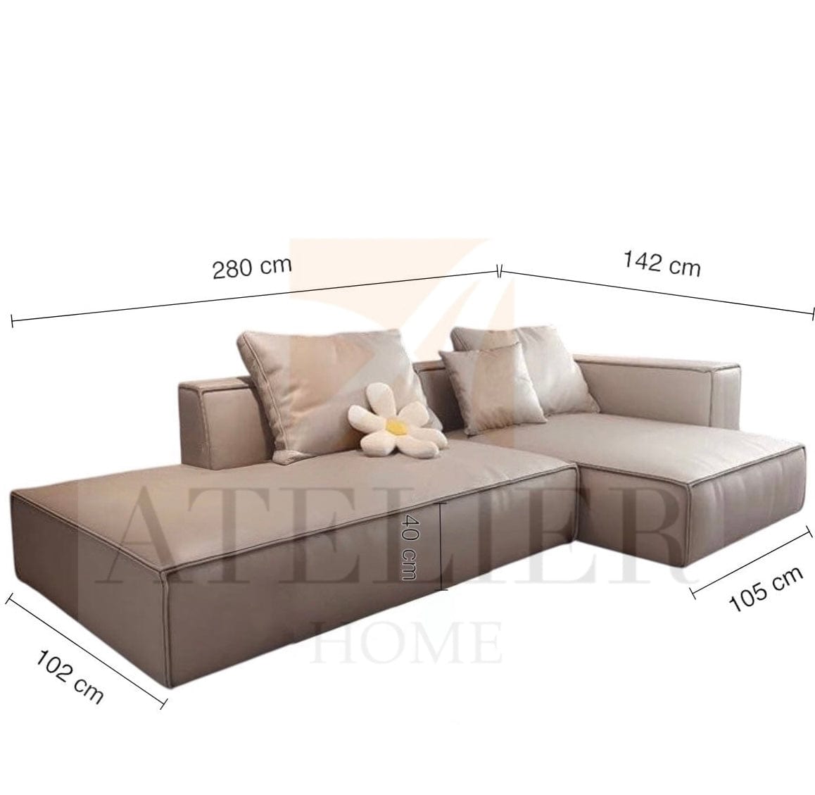 Home Atelier Jonathan Scratch Resistant Sectional Leather Sofa