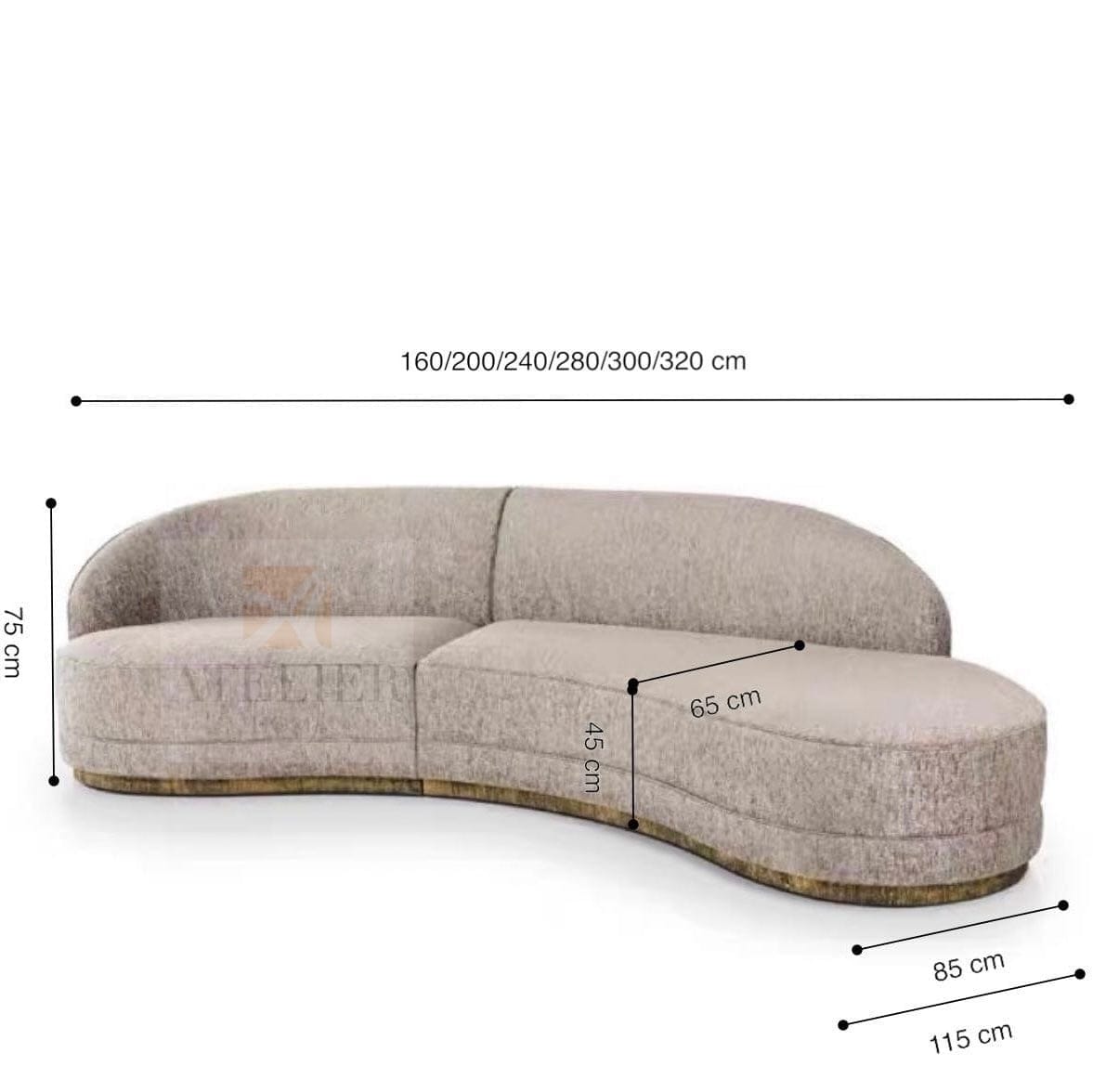 Home Atelier Katrine Scratch Resistant Curve Sofa
