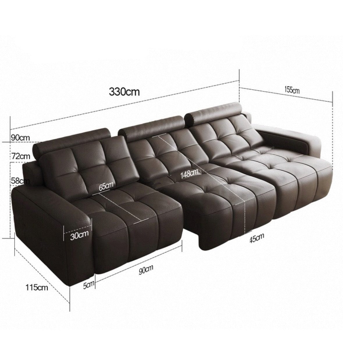 Home Atelier Kaven Genuine Leather Electric Extendable Sofa Bed