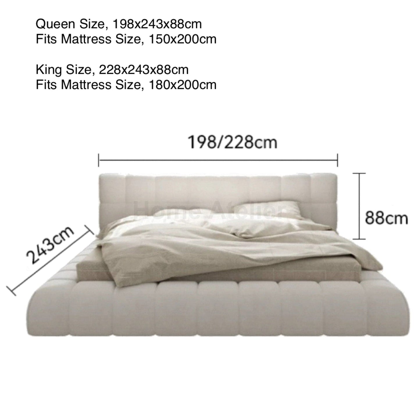 Home Atelier Kelly Boucle Bed Frame