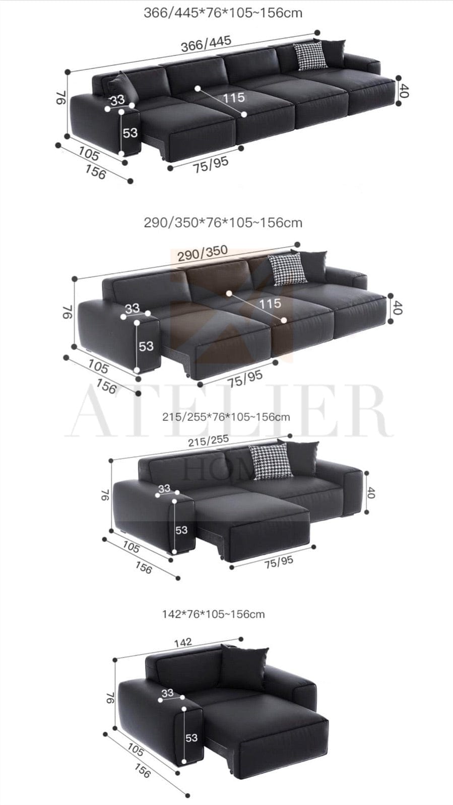 Home Atelier Kingston Leather Electric Sofa Bed