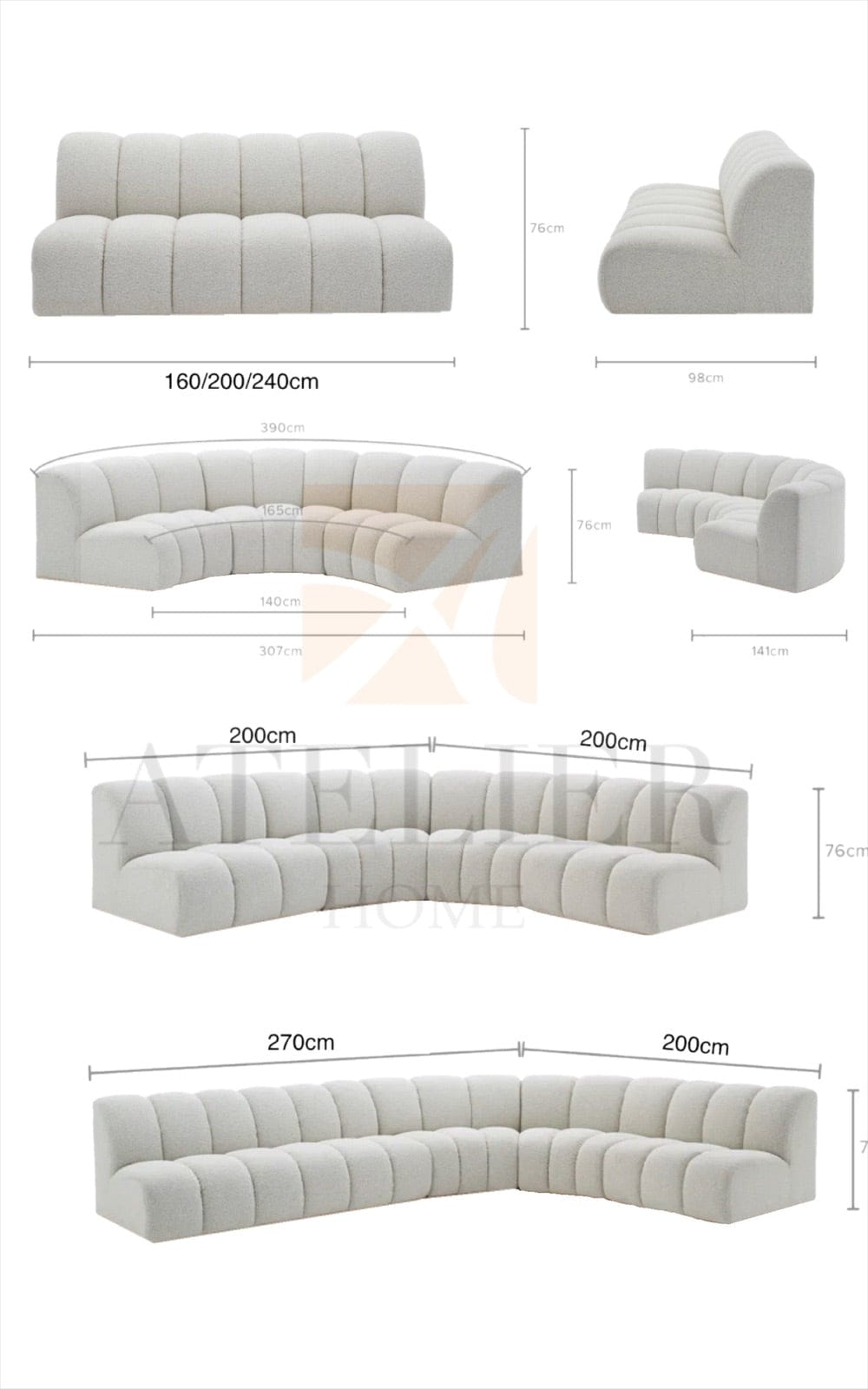 Home Atelier Lasalle Sectional Curve Sofa